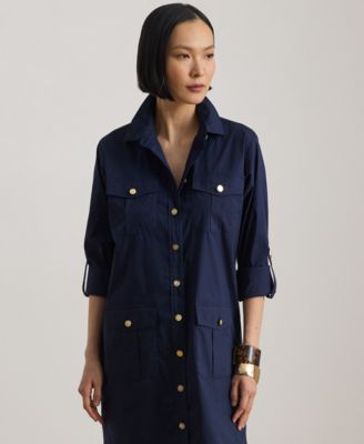 Petite Roll Tab Sleeve Shirtdress