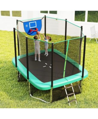 10x8 FT Rectangle Outdoor Trampoline with Basketball Hoop