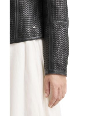 Women's Woven Leather Jacket