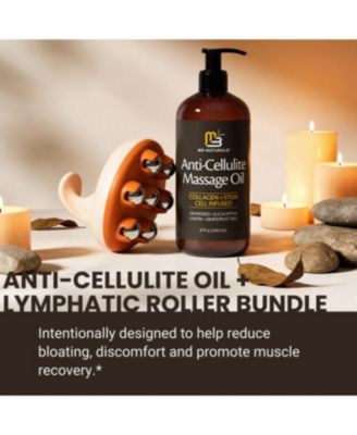 Anti-Cellulite Massage Roller & Firming Body Massage Oil Bundle With Collagen & Stem Cell Cellulite roller for thighs & glutes Bundle
