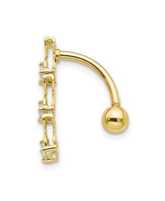 Solid 14k  Gold Xo Cubic Zirconia Top Mount Belly Button Ring Dangle (4mm X 20mm) Body Piercing Ring