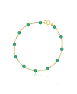 Emerald Bead Chain Bracelet 14K