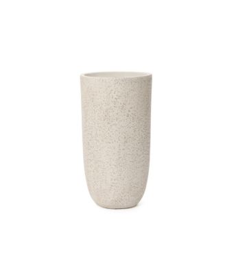 22.72" Tall Round Tapered Planter, Travertine Stone Finish, Indoor/Outdoor Garden Pot