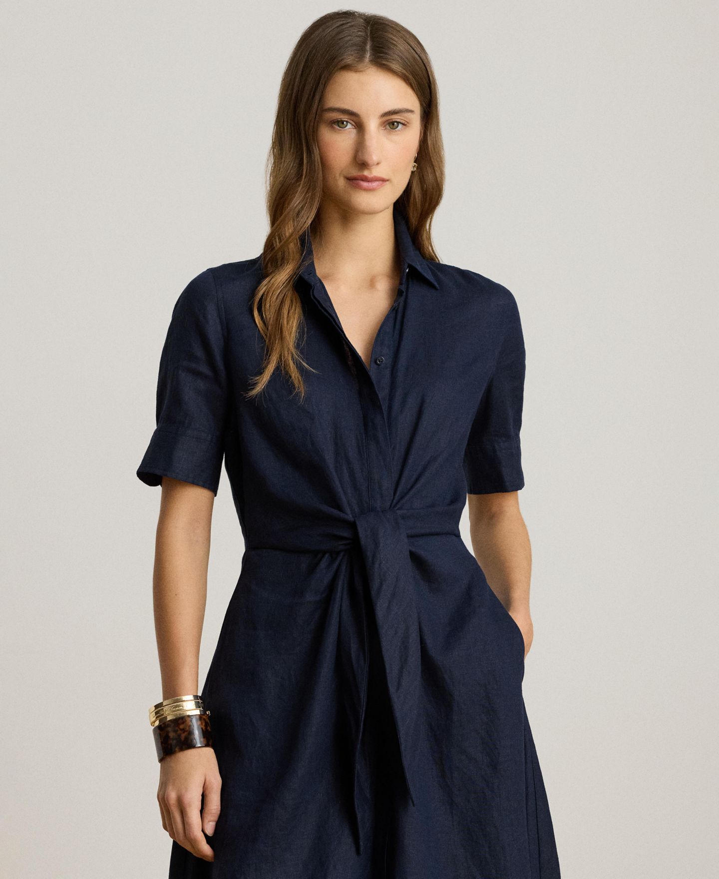 Женское платье Lauren Ralph Lauren Linen Shirtdress, цвет: Тёмно-синий — фото 2