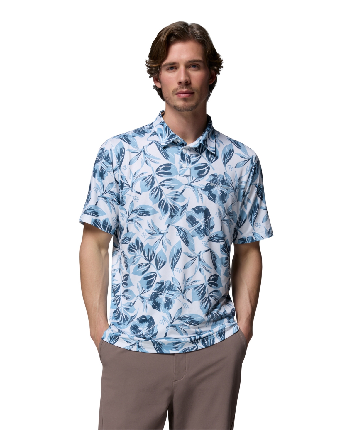 Columbia Men's Parsons Printed Short-Sleeve Polo Shirt - White Hurrahcane