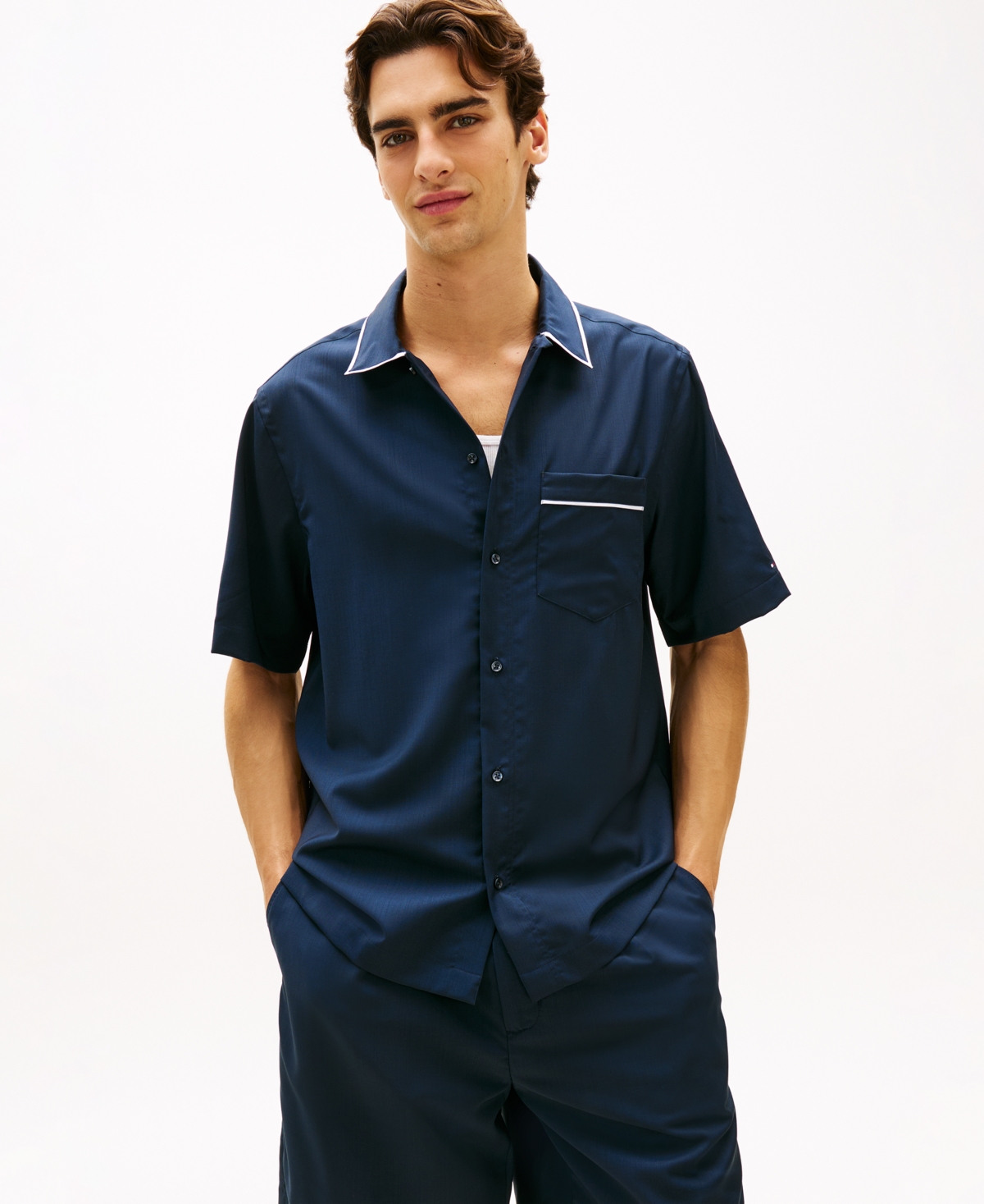 Tommy Hilfiger Men's Summer Short-Sleeve Shirt - Navy Iris