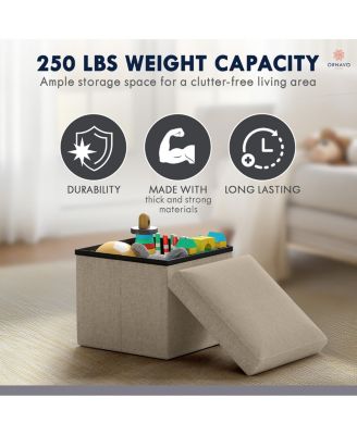 Collapsible Small Footrest Square Storage Ottoman - 12 Inch