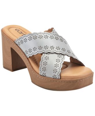 Women's Qamra Leather Criss-Cross Platform Block Heel Sandals