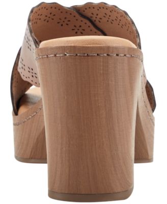 Women's Qamra Leather Criss-Cross Platform Block Heel Sandals