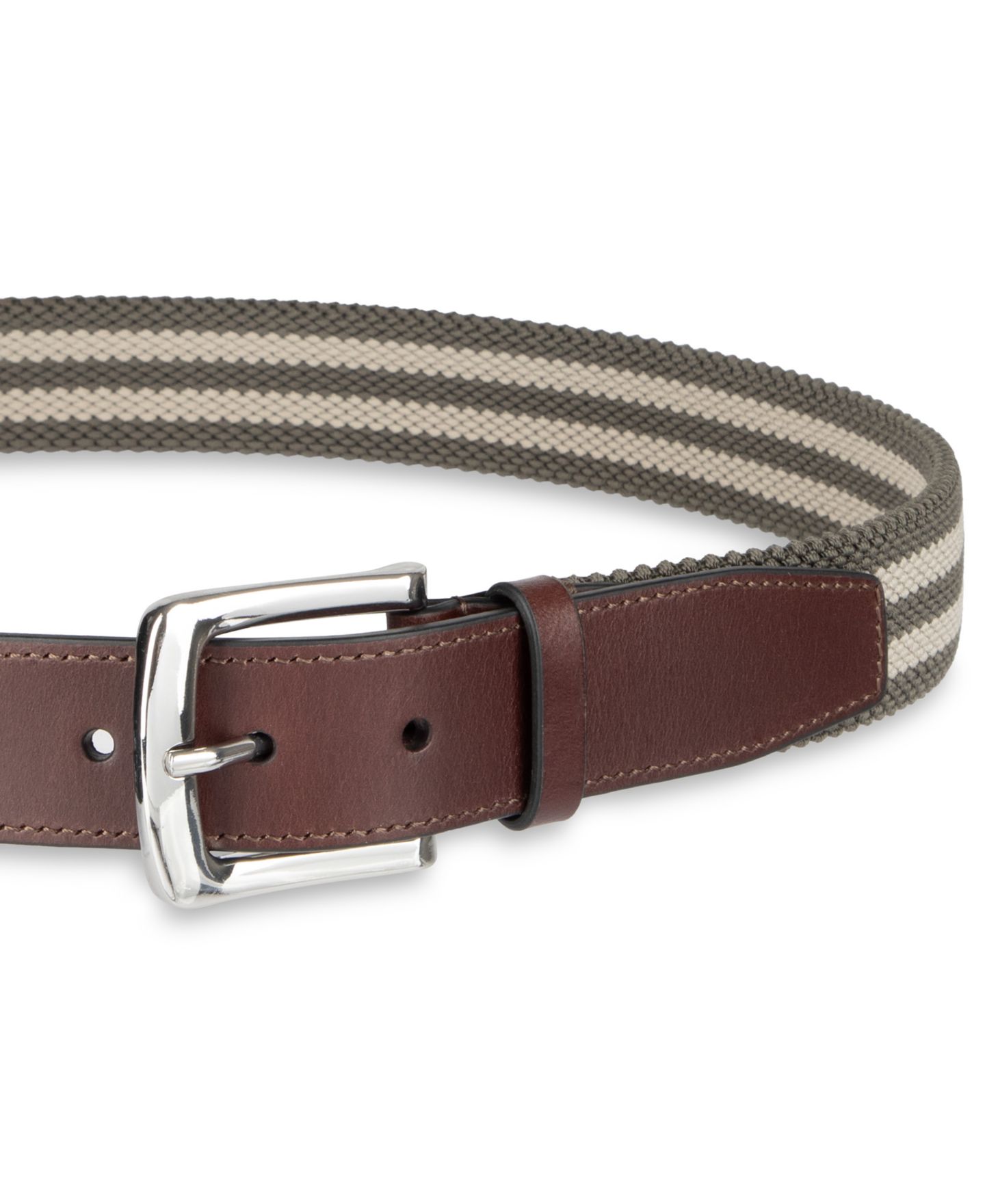 Мужской ремень Cole Haan Striped Stretch Cord Casual Belt, цвет: Рыжевато-коричневый / Оливковый — фото 3