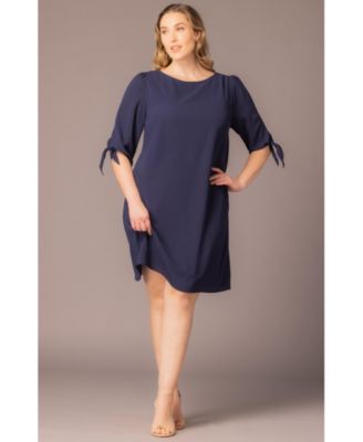 Plus Size Manhattan Shift Dress with Tie Sleeves