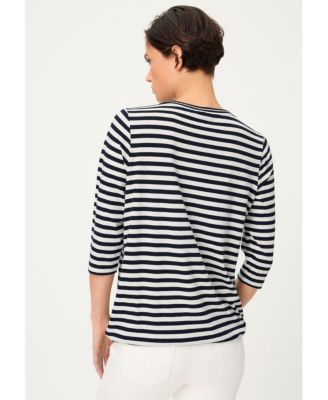 Women's Striped with Sequin Floral Embellishment T-Shirt