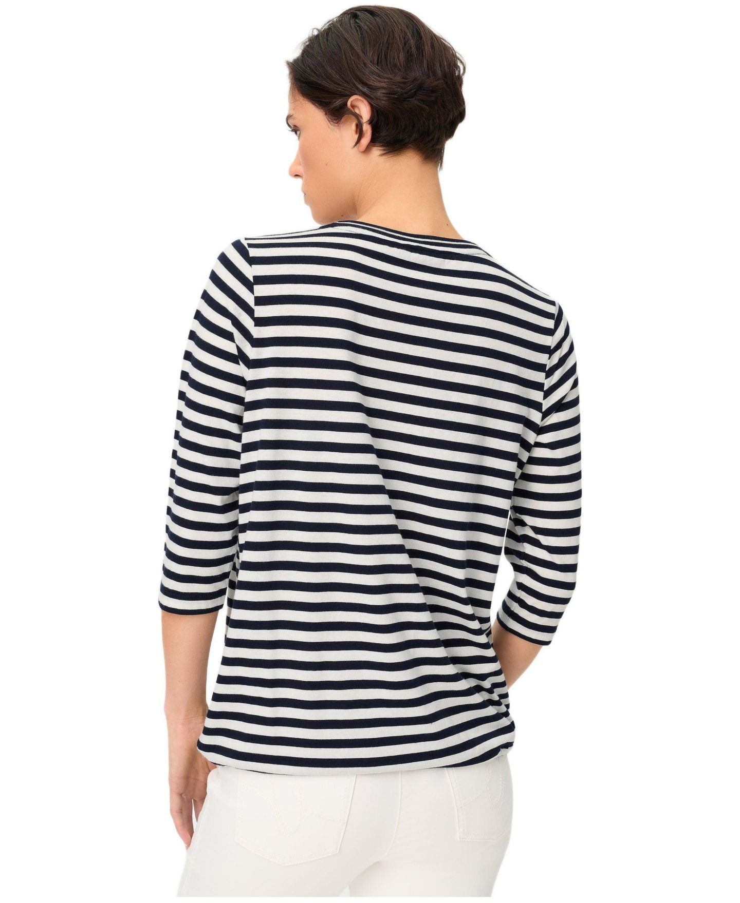 Женская футболка Olsen Striped with Sequin Floral Embellishment, цвет: Чернильный синий — фото 3