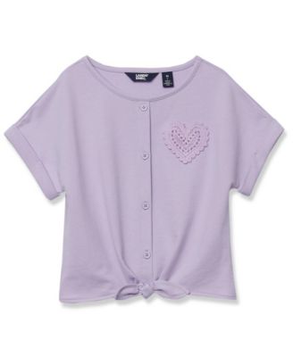Girls Slouchy Button Front Terry Knit Top