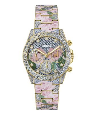 Women's Floral Print Stainless Steel Multi-Function Watch, 38mm