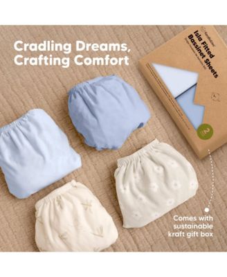 Bassinet Sheet for Baby Girls, Boys, 2-Pack Isla Fitted Bassinet Sheets, Bassinet Mattress Sheets