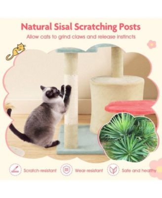 49" Floral Kitten Tower with Flower-Shaped Plush Perch, Multi-Level Aesthetic Cat Furniture