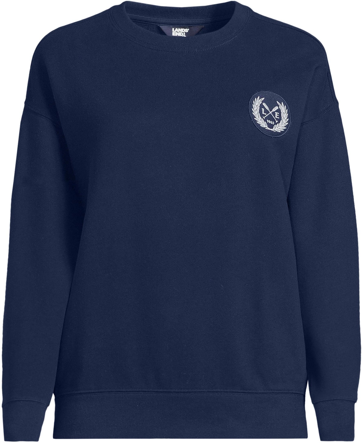 Lands' End Women's Relaxed Serious Sweats Long Sleeve Crewneck Sweatshirt