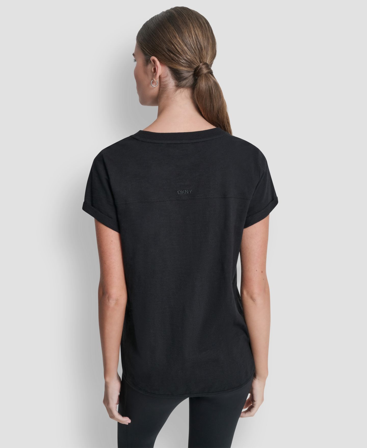 Женский топ DKNY Sport Crew Neck Roll-Sleeve Top, цвет: Чёрный — фото 5