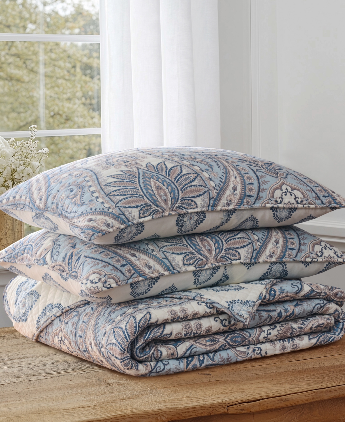 Levtex Kasey Damask Reversible 3-Pc. Quilt Set