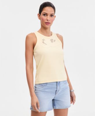 Women's Lace-Trim Ribbed Tank