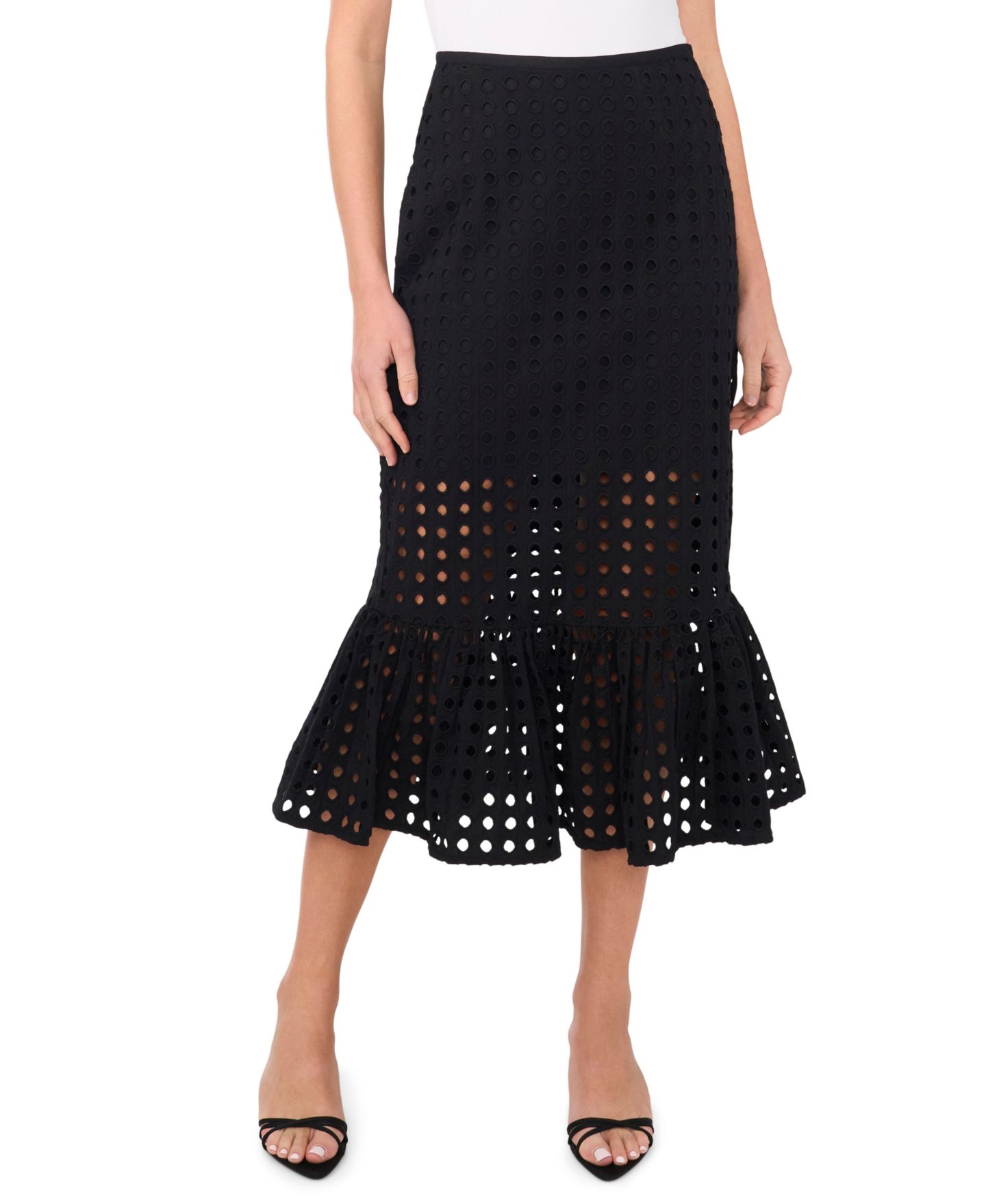 Женская юбка CeCe Ruffle Tiered Midi, цвет: Насыщенный чёрный — фото 1