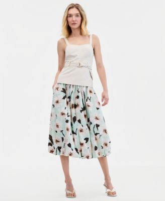 Women's Cotton Bubble Hem Midi Skirt
