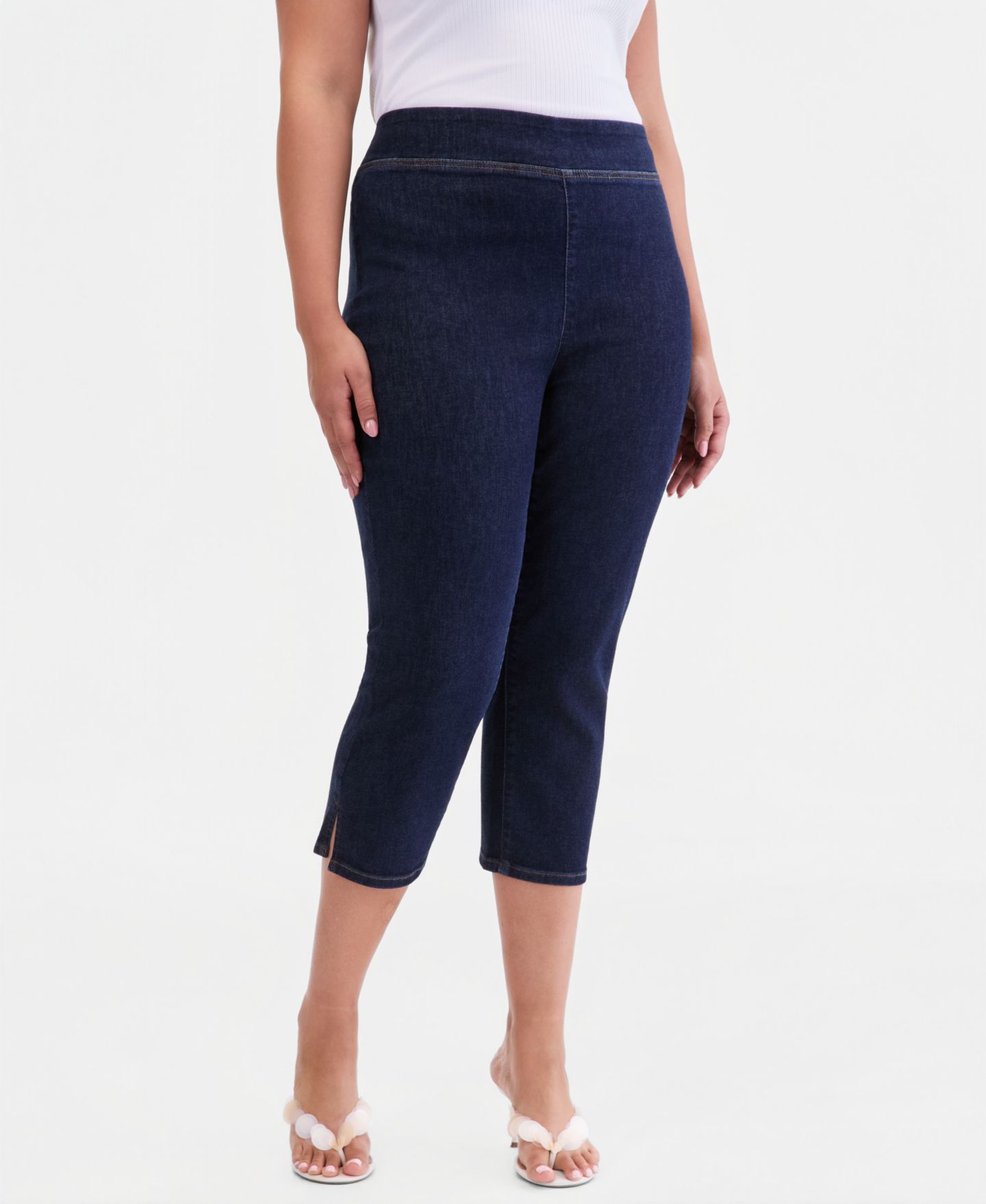 Женские джинсы I.N.C. International Concepts Plus Size Pull-On Capri, цвет: Варёный — фото 4