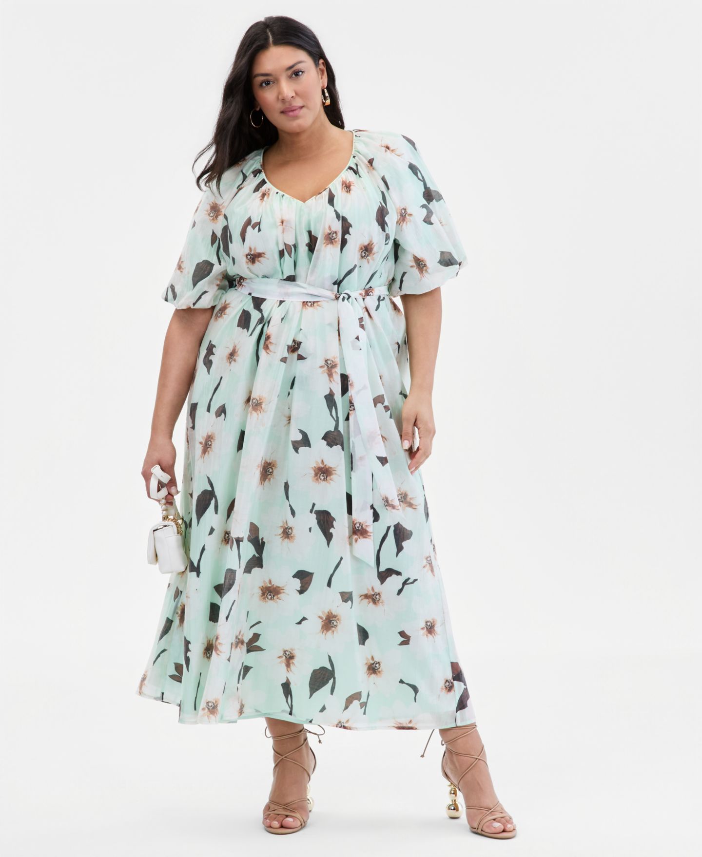 Женское платье I.N.C. International Concepts Plus Size Puffed-Sleeve Maxi, цвет: Kari Garden — фото 1