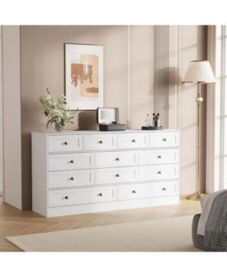 2 Drawers Wood Dressers for Bedroom, Wooden Chest of Drawers Clothes Storage Organizer for Living Room, Modern Wide TV Dresser for 65 Inch TV