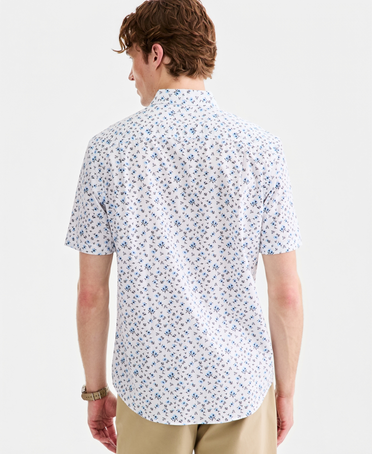 Club Room Men's Berti Cotton Poplin Floral-Print Shirt, Macy's Exclusive
