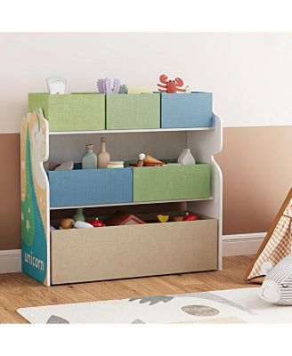 Toy Storage Organizer for Kids - Multi-Compartment Toy and Book Rack