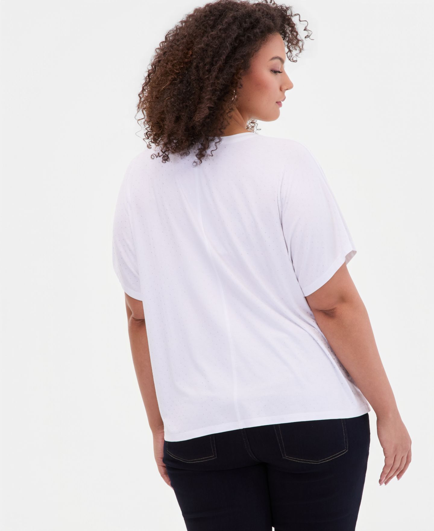 Женская футболка I.N.C. International Concepts Plus Size Embellished Scoop-Neck, цвет: Яркий белый — фото 2