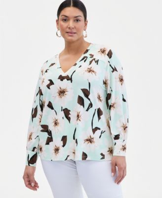Plus Size Shirt-Sleeve V-Neck Top