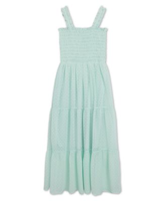 Girls' 7-14 Smocked Tiered Square Neck Dress