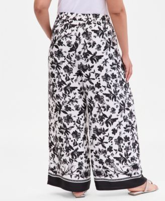 Plus Size Twill Wide-Leg Pants