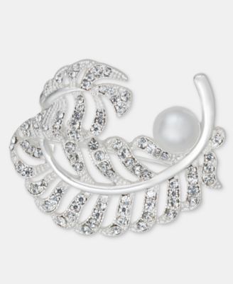 Crystal & Imitation Pearl Leaf Pin