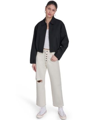 Women's Bubble Hem Collared Bomber Jacket