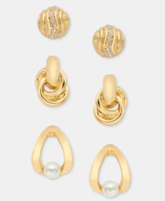 3-Pc. Set Stud, Drop & Hoop Earrings