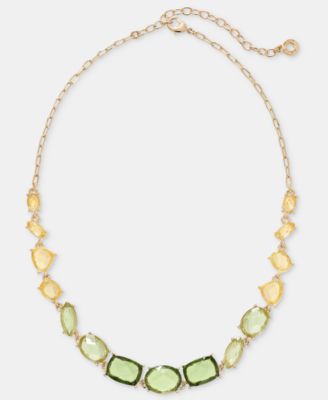 Stationed Stone Statement Necklace, 16" + 3" extender