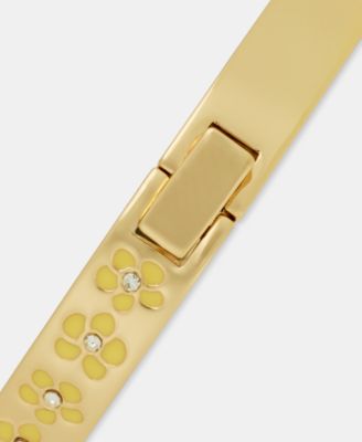 Gold-Tone Yellow Flower Bangle Bracelet