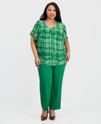 Plus Size V-Neck Tulip-Sleeve Top