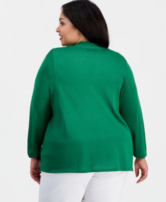 Plus Size Open-Front A-Line Cardigan