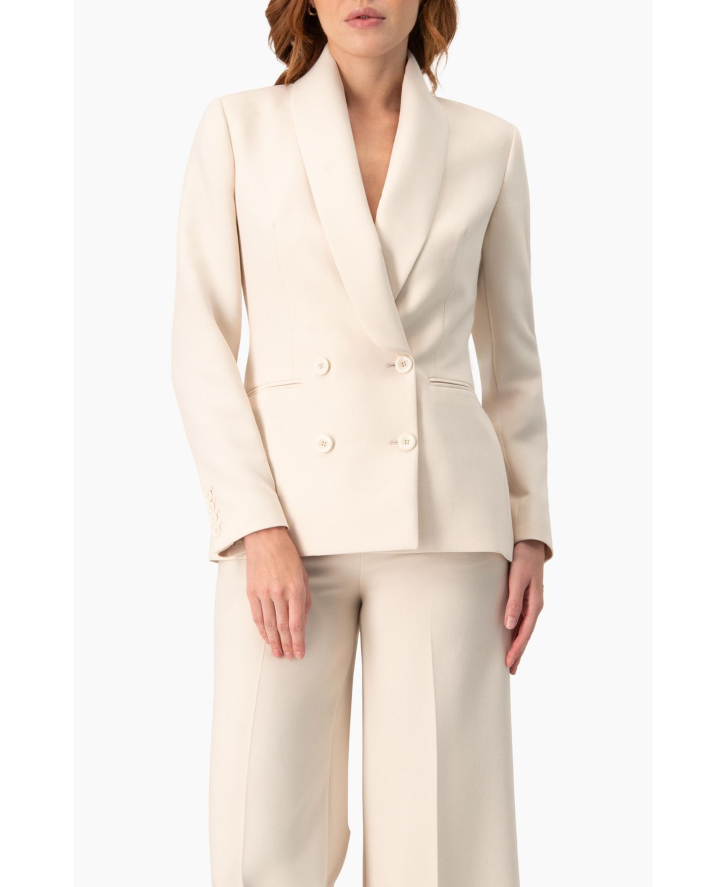 Женский пиджак Ivonne Double-Breasted Blazer with Smooth Finish, цвет: Слоновая кость — фото 1
