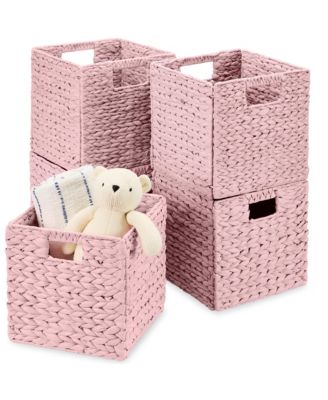 10.5x10.5in Hyacinth Storage Baskets, Set of 5 Multipurpose Collapsible Organizers