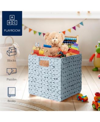 10.5x10.5in Hyacinth Storage Baskets, Set of 5 Multipurpose Collapsible Organizers