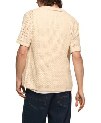 Men's Granny Square Button-Down Sweater