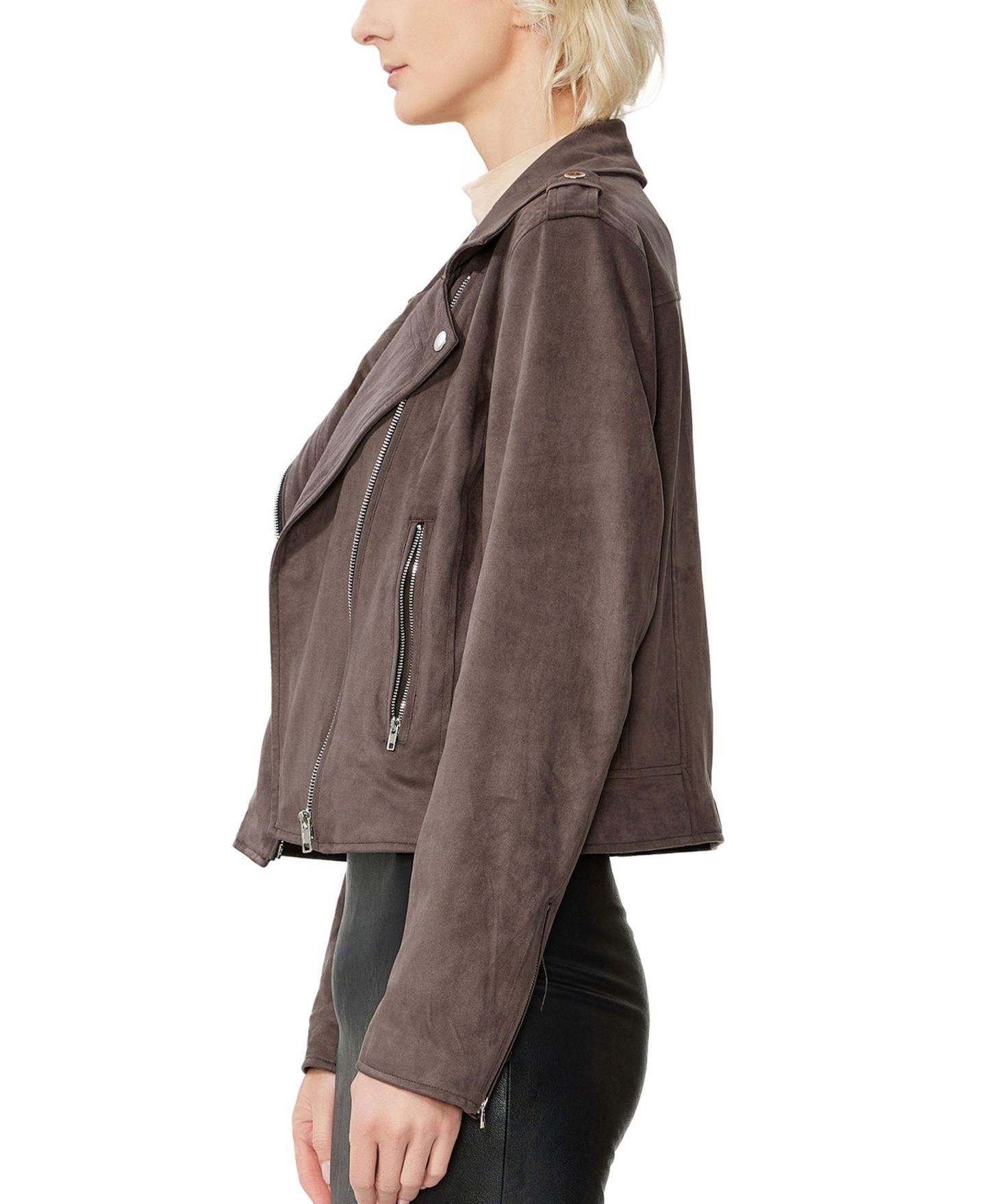 Женская куртка kimi + kai Faux Suede Moto, цвет: Кофейный — фото 3