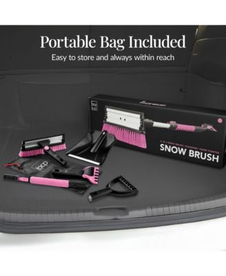 39" Extendable Snow Brush with Shovel, Squeegee and Ice Scraper with Storage Bag