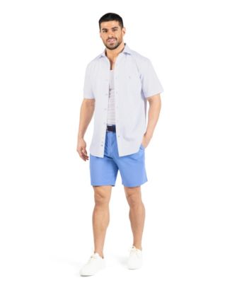 Men's Geo Floral Printed Seersucker Short Sleeve Shirt